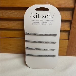 Kitsch Silver Rhinestone Bobby Pins - Sparkling Set of 4